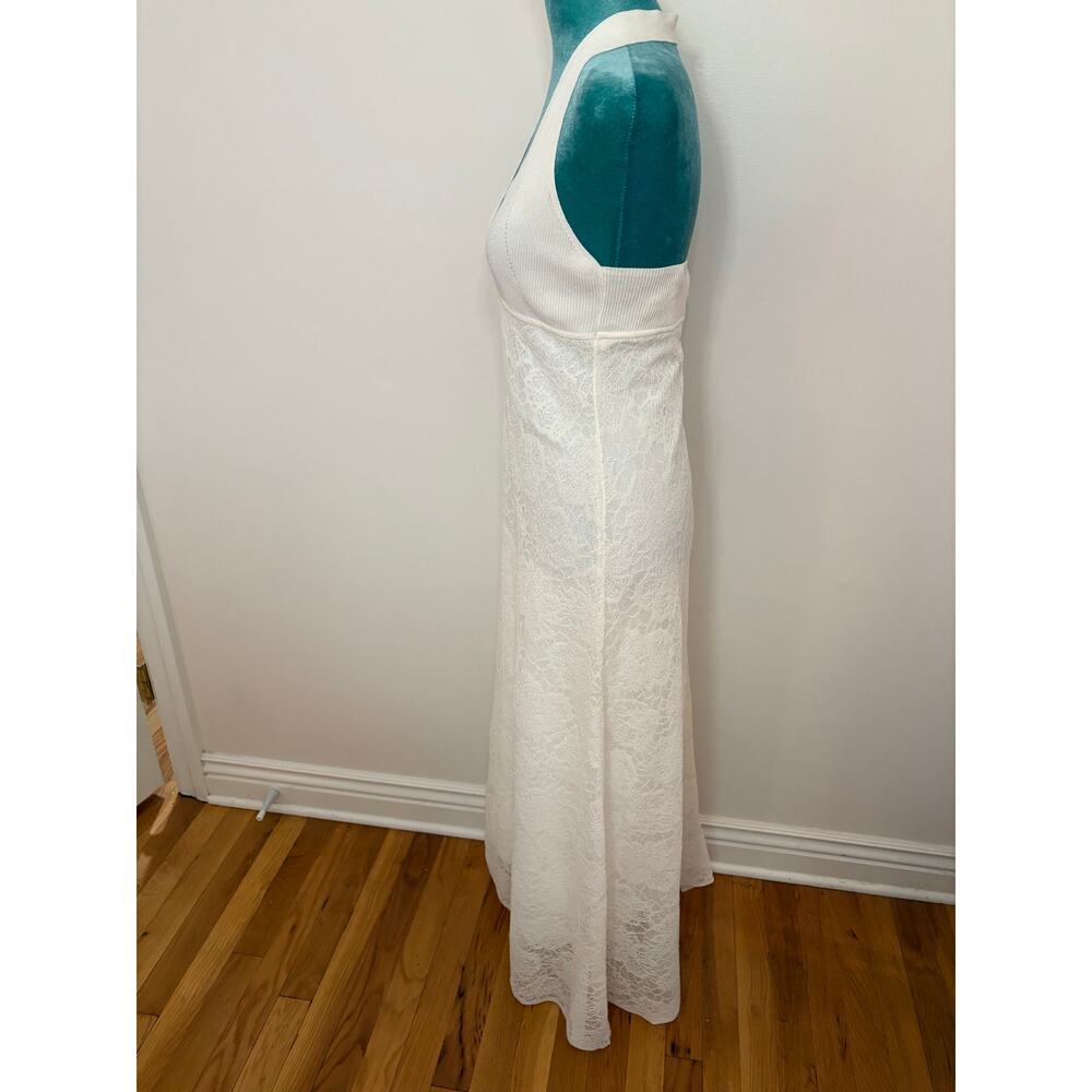Sandro Paris beach wedding halter Maxi Angie Dress Lace Plunge V Neck Cream - Picture 7 of 11